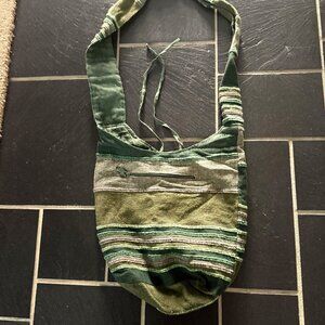 Reversible Fabric Tote Bag, Greens and Browns